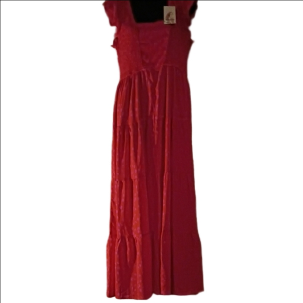 PrettyGarden Pink/ Red NWT  Maxi Dress. Size Large. Great For Travel.Comfy.